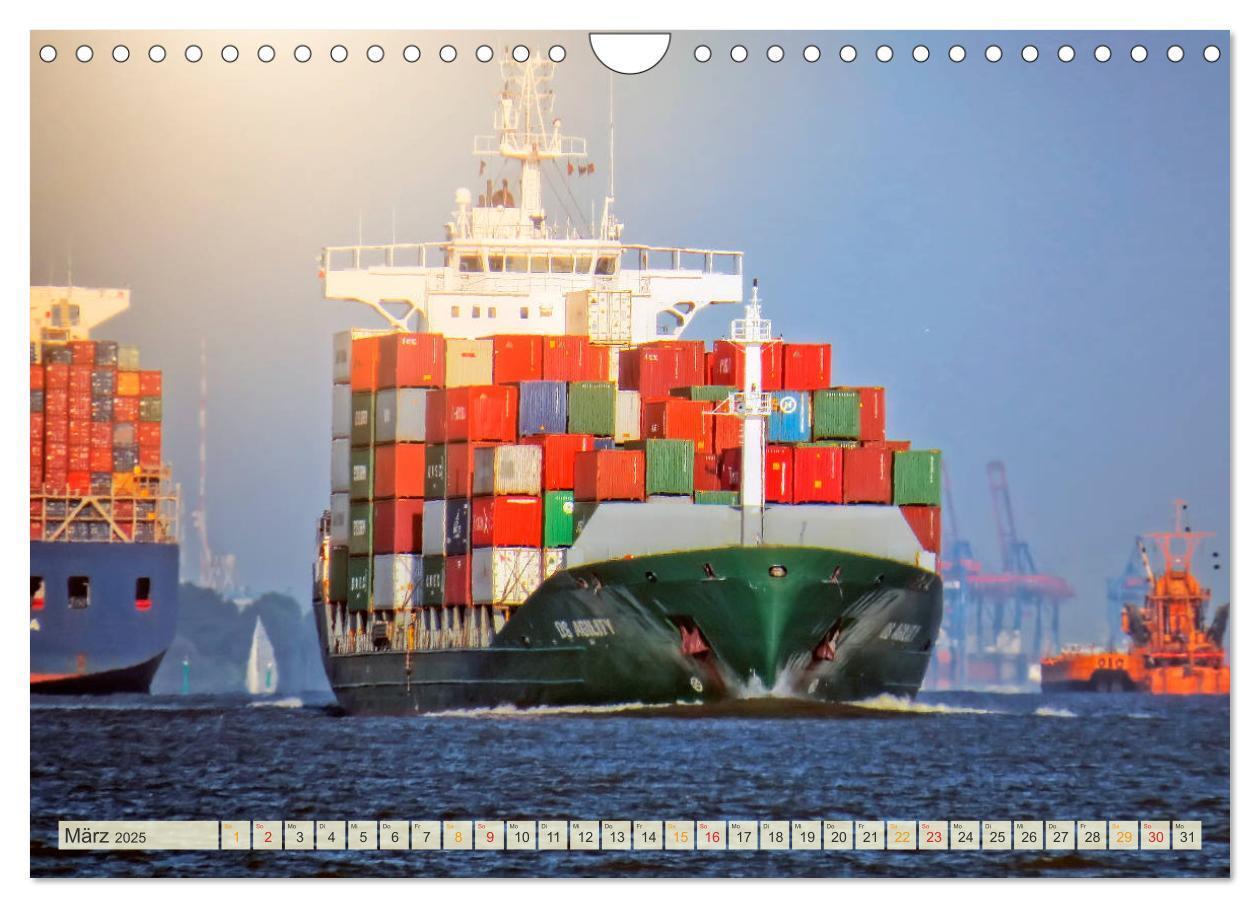 Bild: 9783435383603 | Containerschiffe auf der Elbe (Wandkalender 2025 DIN A4 quer),...