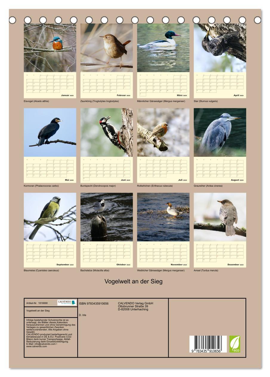 Bild: 9783435910656 | Vogelwelt an der Sieg (Tischkalender 2025 DIN A5 hoch), CALVENDO...