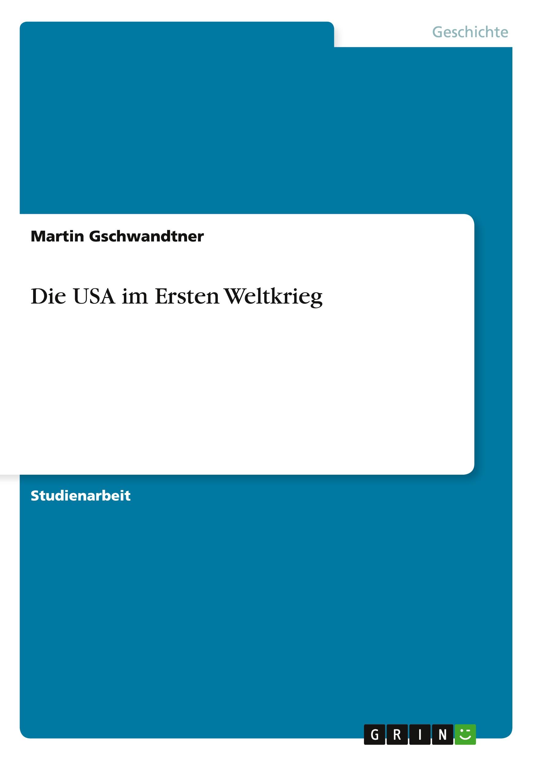 Cover: 9783640118939 | Die USA im Ersten Weltkrieg | Martin Gschwandtner | Taschenbuch | 2008