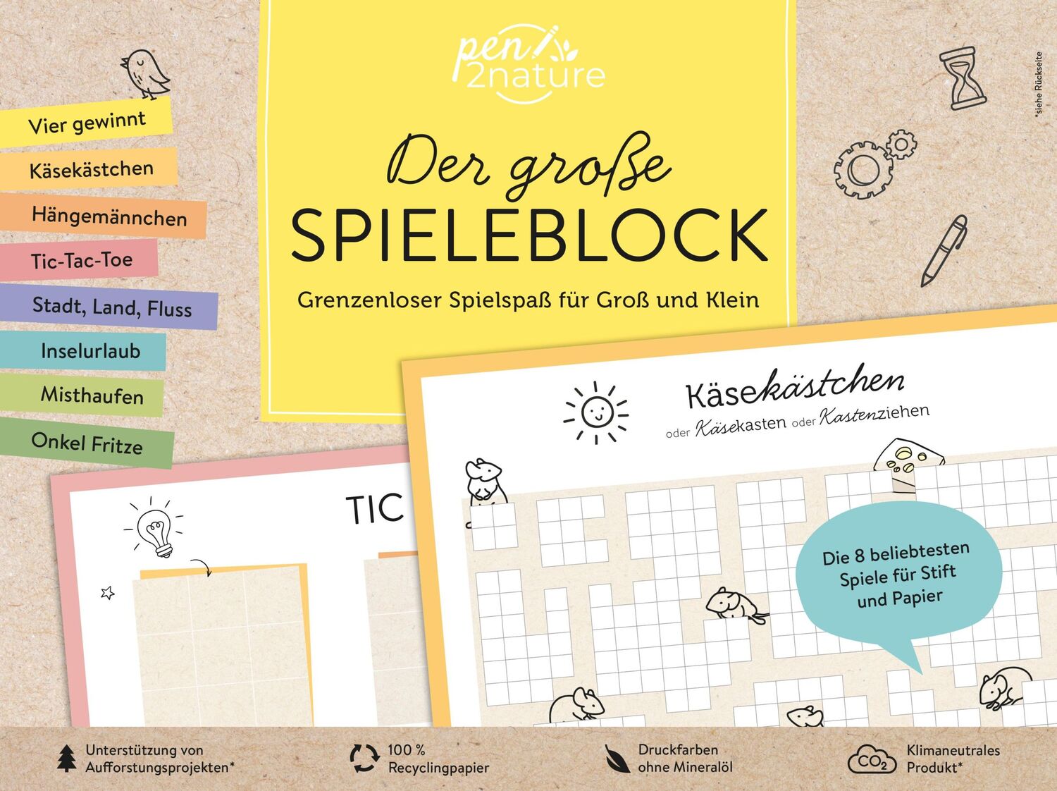 Cover: 9783987640353 | Der große Spieleblock. Umweltfreundlicher Spielspaß für Groß und Klein