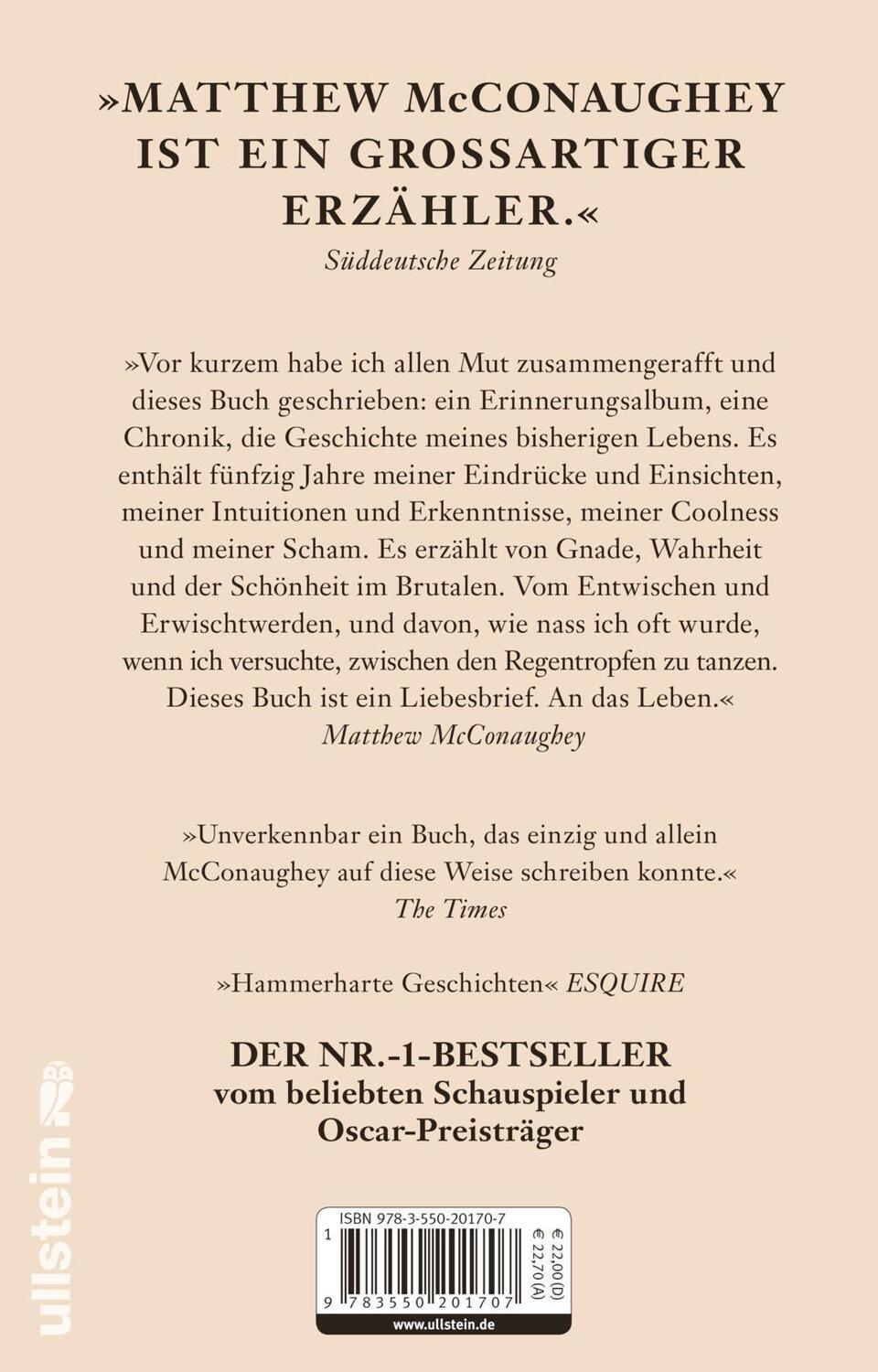 Rückseite: 9783550201707 | Greenlights | Matthew McConaughey | Buch | 304 S. | Deutsch | 2021