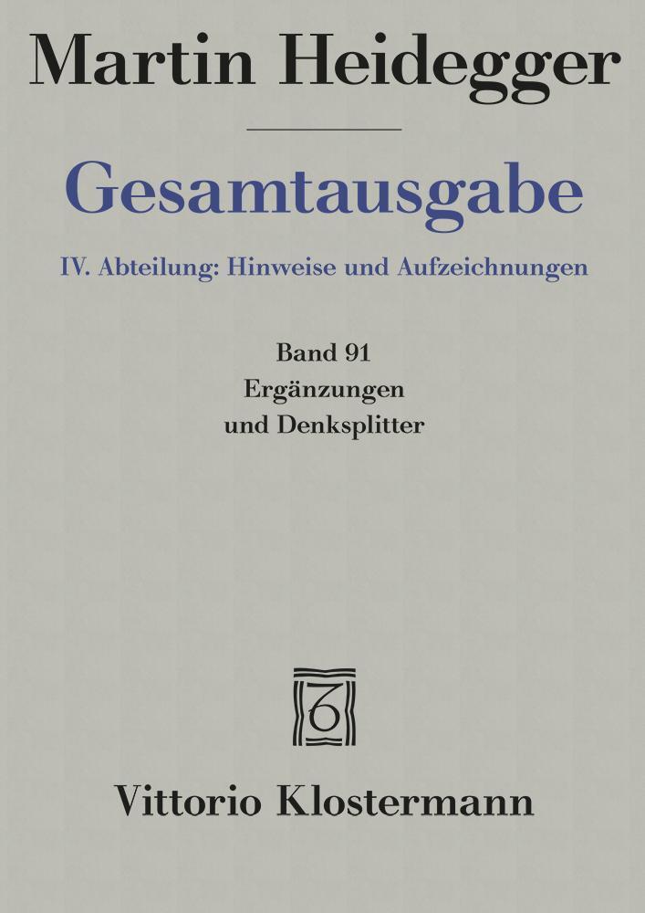 Cover: 9783465027232 | Ergänzungen und Denksplitter | Martin Heidegger | Taschenbuch | XXXVI