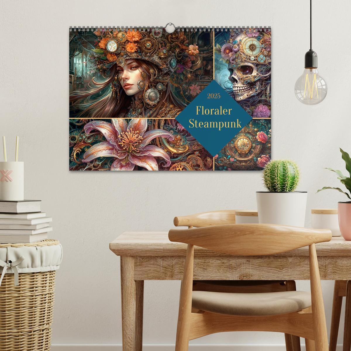 Bild: 9783383871528 | Floraler Steampunk (Wandkalender 2025 DIN A3 quer), CALVENDO...