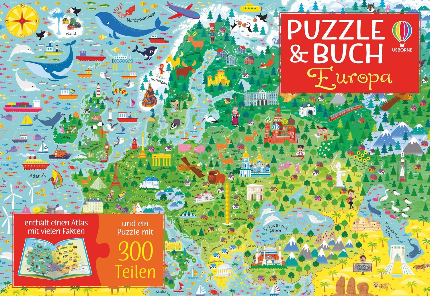 Cover: 9781789415698 | Puzzle &amp; Buch: Europa | Puzzle mit 300 Teilen plus Atlas | Melmoth