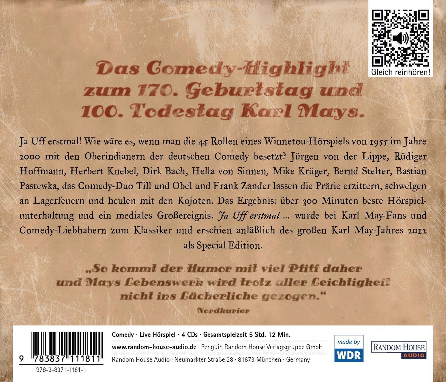 Bild: 9783837111811 | Frei nach Karl May - Ja uff erstmal, Winnetou unter Comedy-Geiern | CD