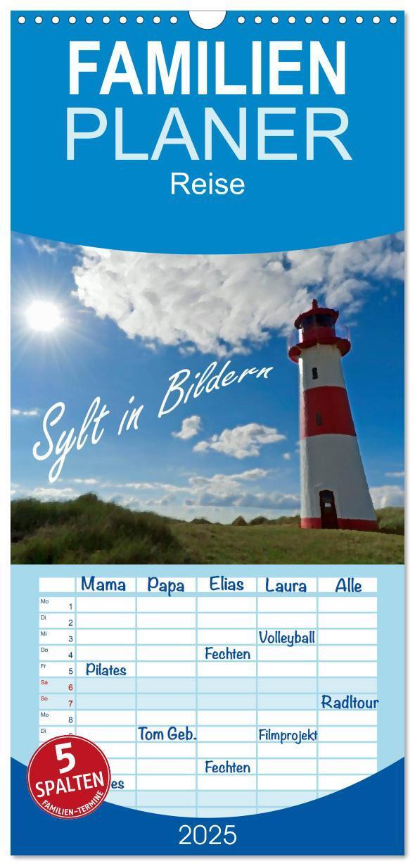 Cover: 9783457118498 | Familienplaner 2025 - Sylt in Bildern mit 5 Spalten (Wandkalender,...