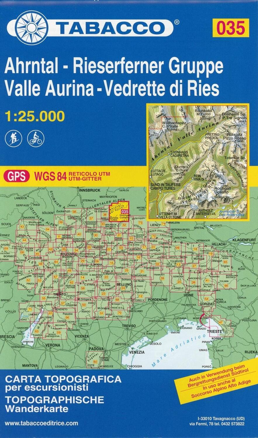 Cover: 9788883150357 | Tabacco Wandern Ahrntal - Riesenferner Gruppe 1:25 000 | (Land-)Karte