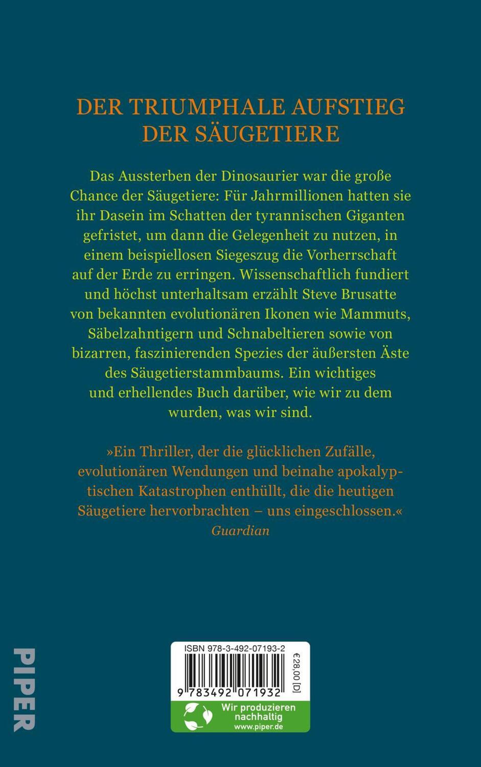 Rückseite: 9783492071932 | Eine neue Geschichte der Säugetiere | Steve Brusatte | Buch | 528 S.