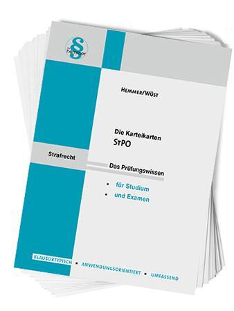 Cover: 9783968380520 | Strafprozessordnung | Karten | Karl-Edmund Hemmer (u. a.) | Stück