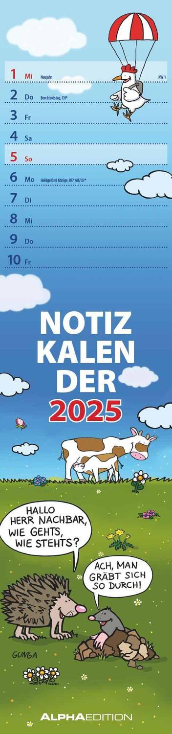 Cover: 4251732343286 | Notizkalender Humor 2025 - Streifenplaner 15x64 cm - Wandkalender -...