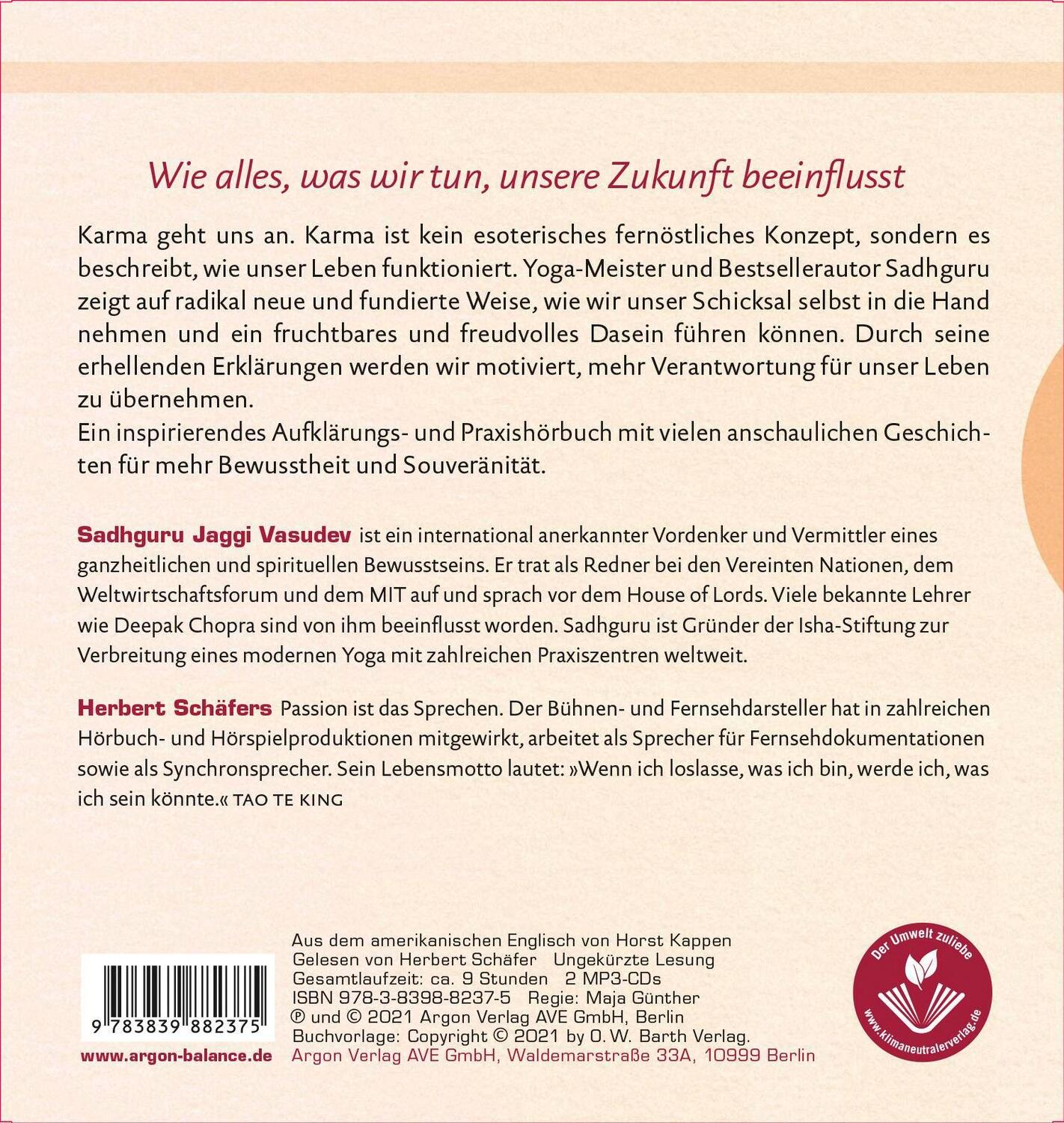 Rückseite: 9783839882375 | Karma | Wie du dein eigenes Schicksal gestalten kannst | Sadhguru | 2