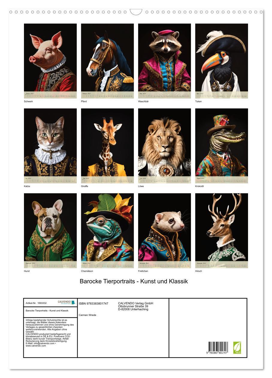 Bild: 9783383801747 | Barocke Tierportraits - Kunst und Klassik (Wandkalender 2025 DIN A2...