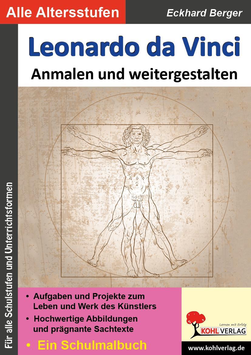 Cover: 9783960402411 | Leonardo da Vinci ... anmalen und weitergestalten | Ein Schulmalbuch