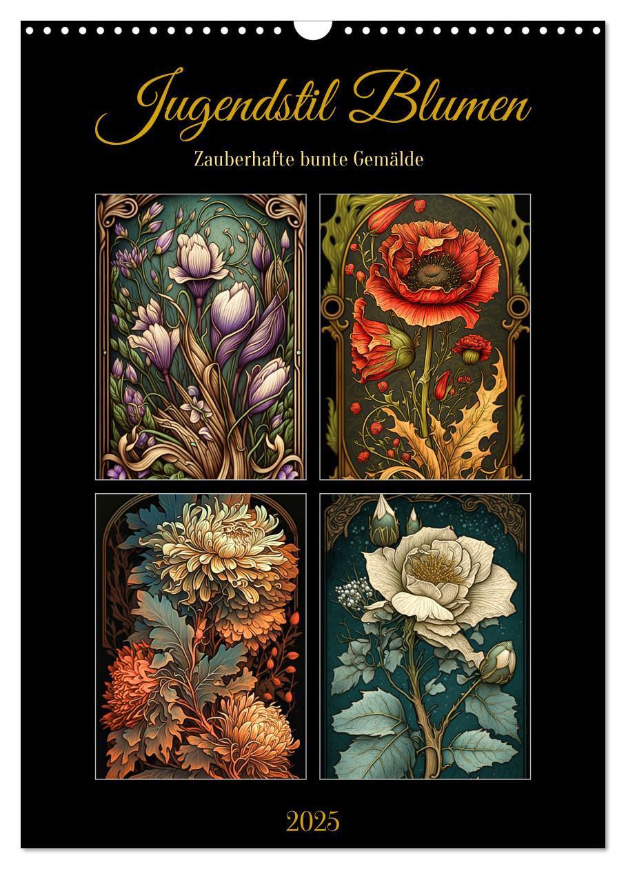 Cover: 9783435873418 | Jugendstil Blumen (Wandkalender 2025 DIN A3 hoch), CALVENDO...