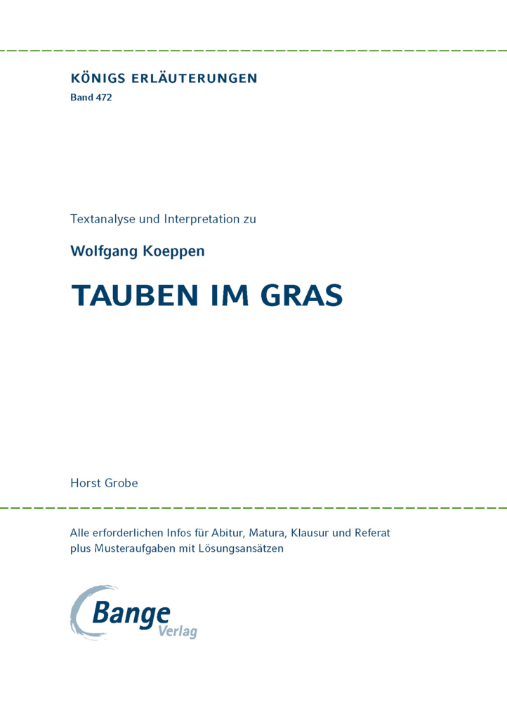 Bild: 9783804419452 | Interpretation zu Wolfgang Koeppen 'Tauben im Gras' | Taschenbuch