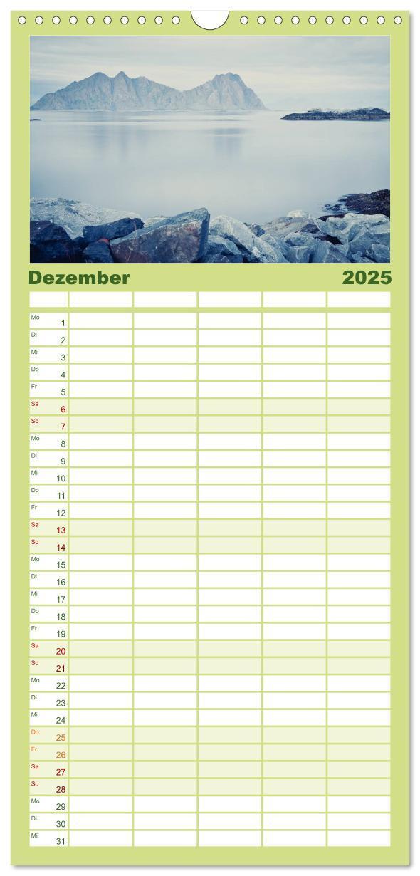 Bild: 9783457115435 | Familienplaner 2025 - Norwegen mit 5 Spalten (Wandkalender, 21 x 45...