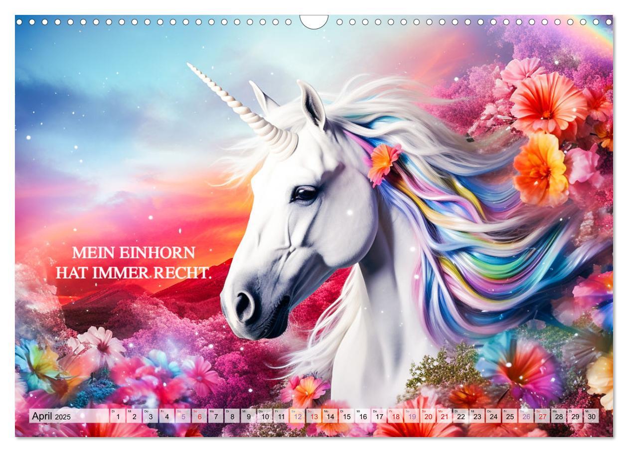 Bild: 9783383861956 | Einhorn und coole Sprüche (Wandkalender 2025 DIN A3 quer), CALVENDO...