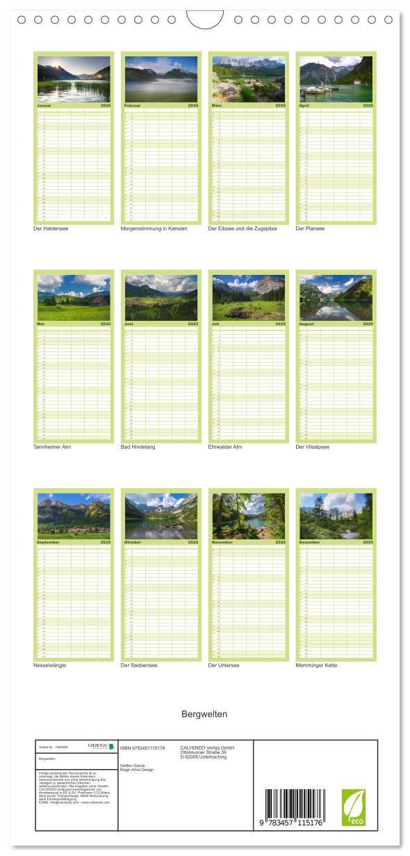 Bild: 9783457115176 | Familienplaner 2025 - Bergwelten mit 5 Spalten (Wandkalender, 21 x...