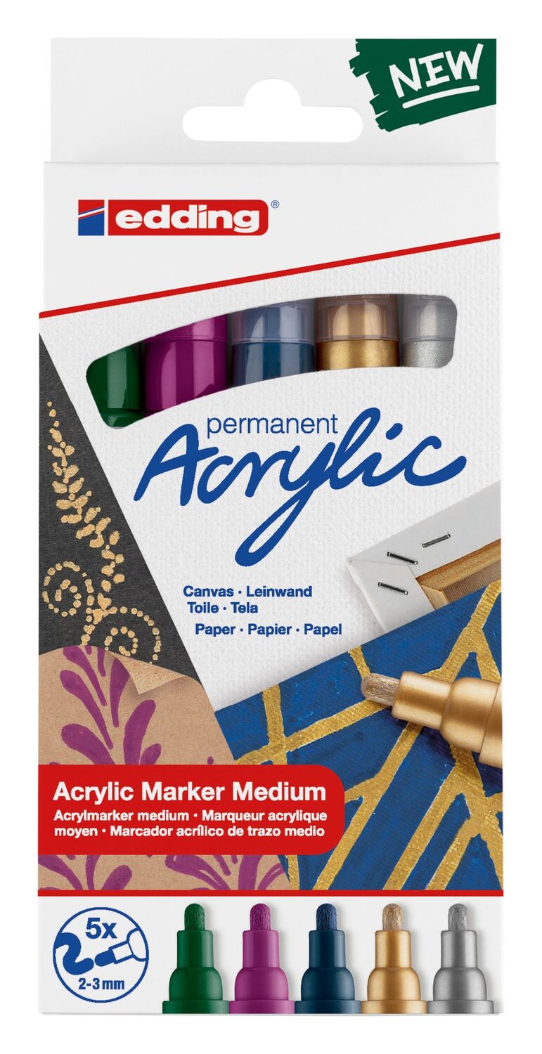 Cover: 4057305030962 | Edding Acrylmarker Acrylic 5100 Mittel metallic 5er Set | edding 5100