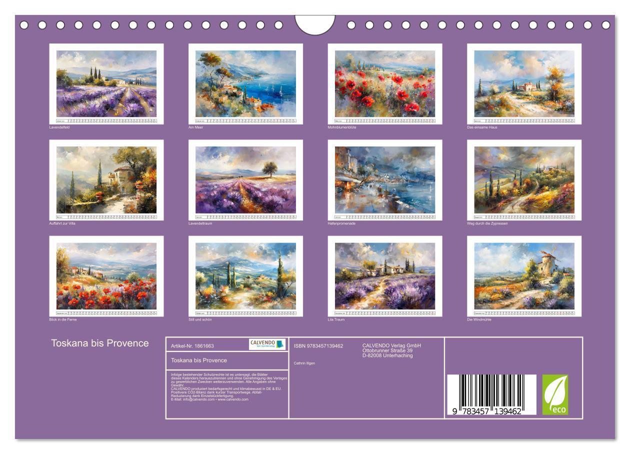 Bild: 9783457139462 | Toskana bis Provence (Wandkalender 2025 DIN A4 quer), CALVENDO...