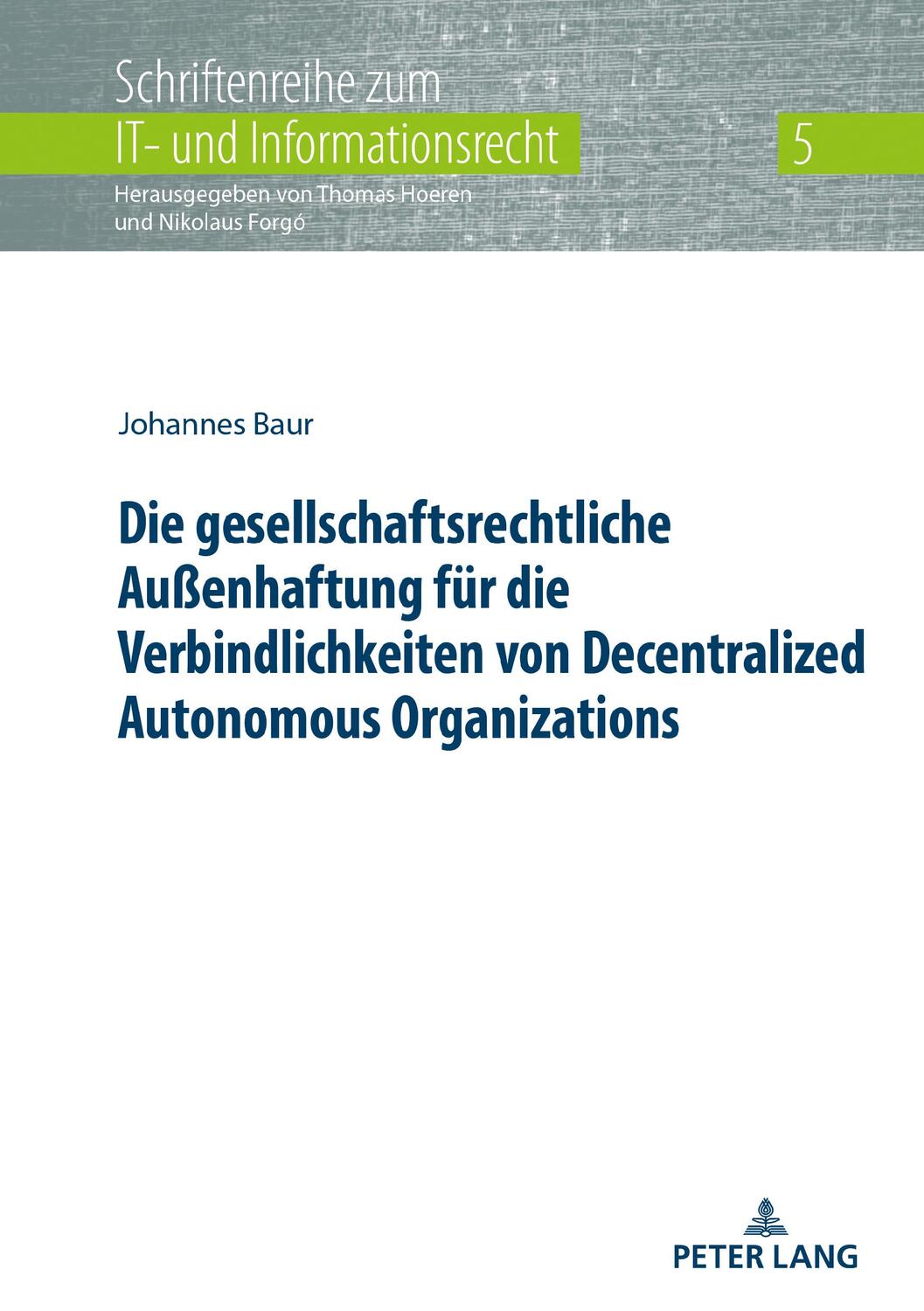 Cover: 9783631844199 | Die gesellschaftsrechtliche Außenhaftung für die Verbindlichkeiten...