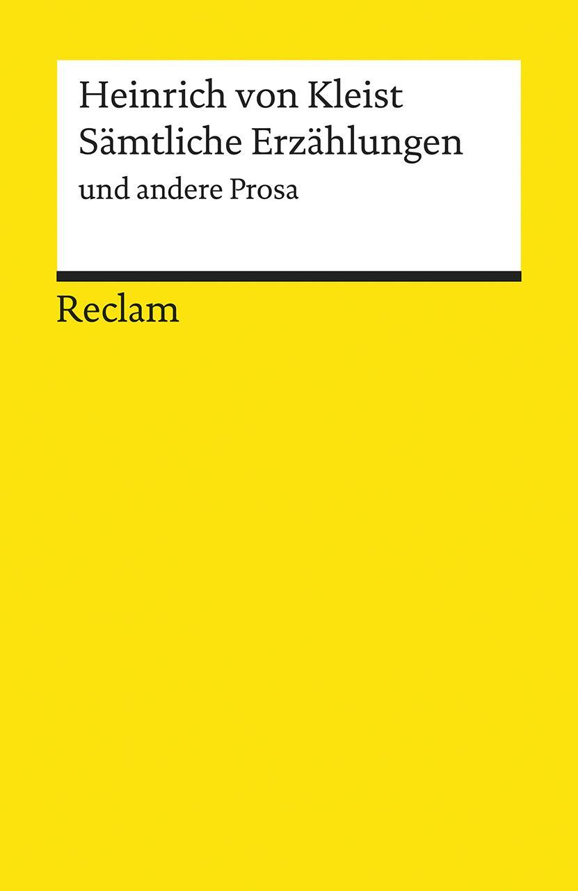 Cover: 9783150082324 | Sämtliche Erzählungen | Heinrich von Kleist | Taschenbuch | 380 S.