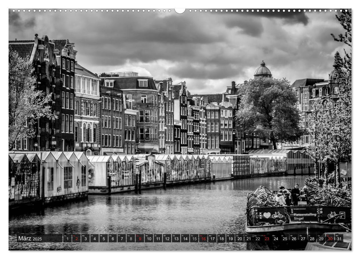 Bild: 9783435582198 | AMSTERDAM Stadtherz in Monochrom (Wandkalender 2025 DIN A2 quer),...