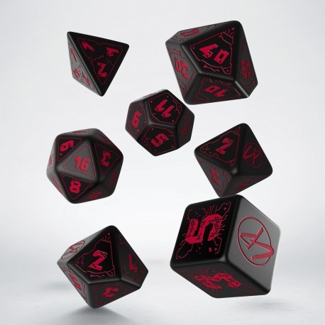 Cover: 5907699494972 | Cyberpunk Red Dice Set - Blood over Chrome | QWOCPU06 | Q-workshop