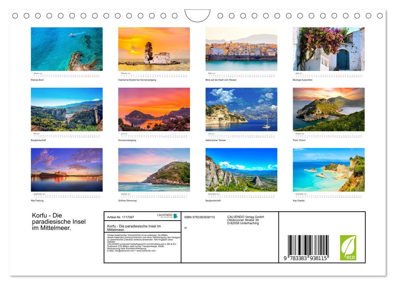 Bild: 9783383938115 | Korfu - Die paradiesische Insel im Mittelmeer. (Wandkalender 2025...