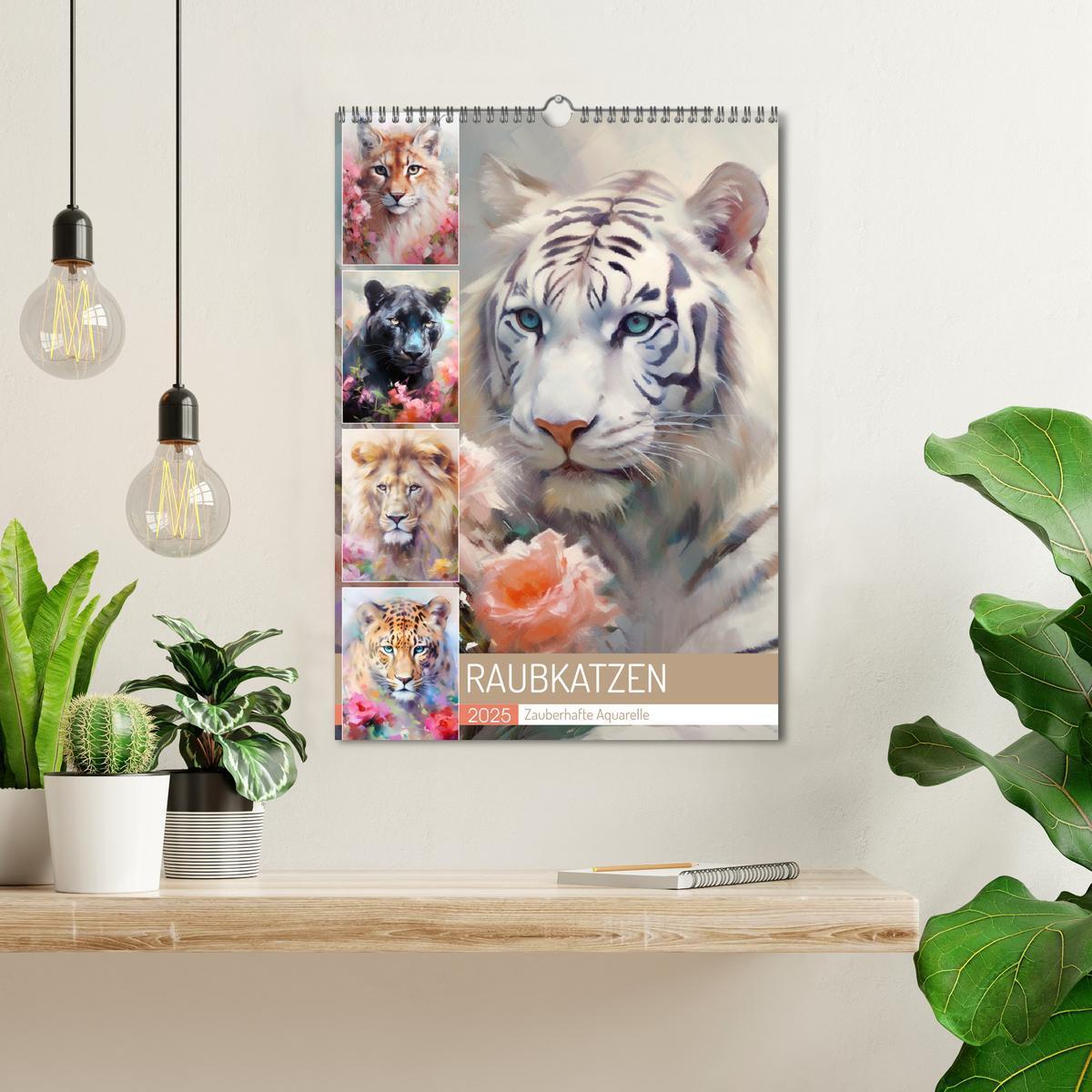 Bild: 9783435868599 | Raubkatzen. Zauberhafte Aquarelle (Wandkalender 2025 DIN A3 hoch),...