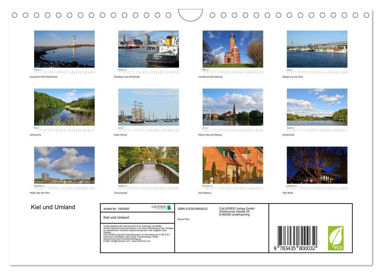 Bild: 9783435800032 | Kiel und Umland (Wandkalender 2025 DIN A4 quer), CALVENDO...