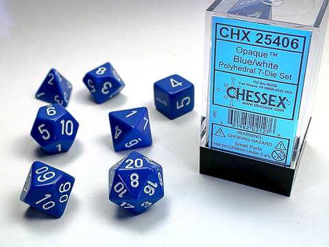 Cover: 601982021276 | Opaque Polyhedral Blue/white 7-Die Set | deutsch | Chessex