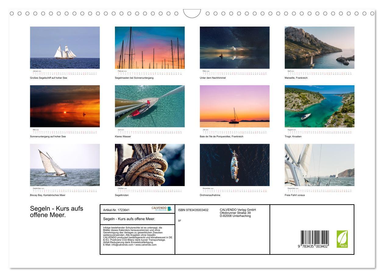 Bild: 9783435003402 | Segeln - Kurs aufs offene Meer. (Wandkalender 2025 DIN A3 quer),...