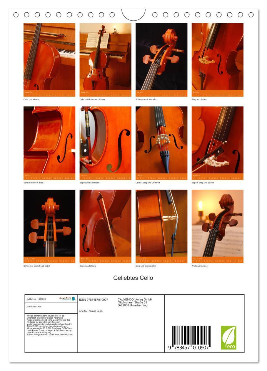 Bild: 9783457010907 | Geliebtes Cello (Wandkalender 2025 DIN A4 hoch), CALVENDO...