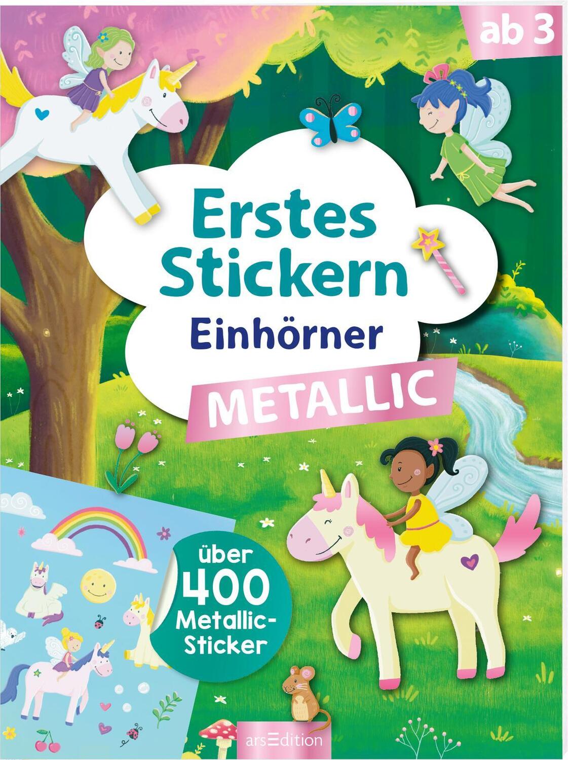 Cover: 9783845851433 | Erstes Stickern Metallic - Einhörner | Über 400 Metallic-Sticker