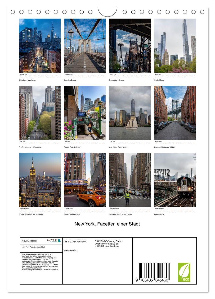 Bild: 9783435845460 | New York, Facetten einer Stadt (Wandkalender 2025 DIN A4 hoch),...