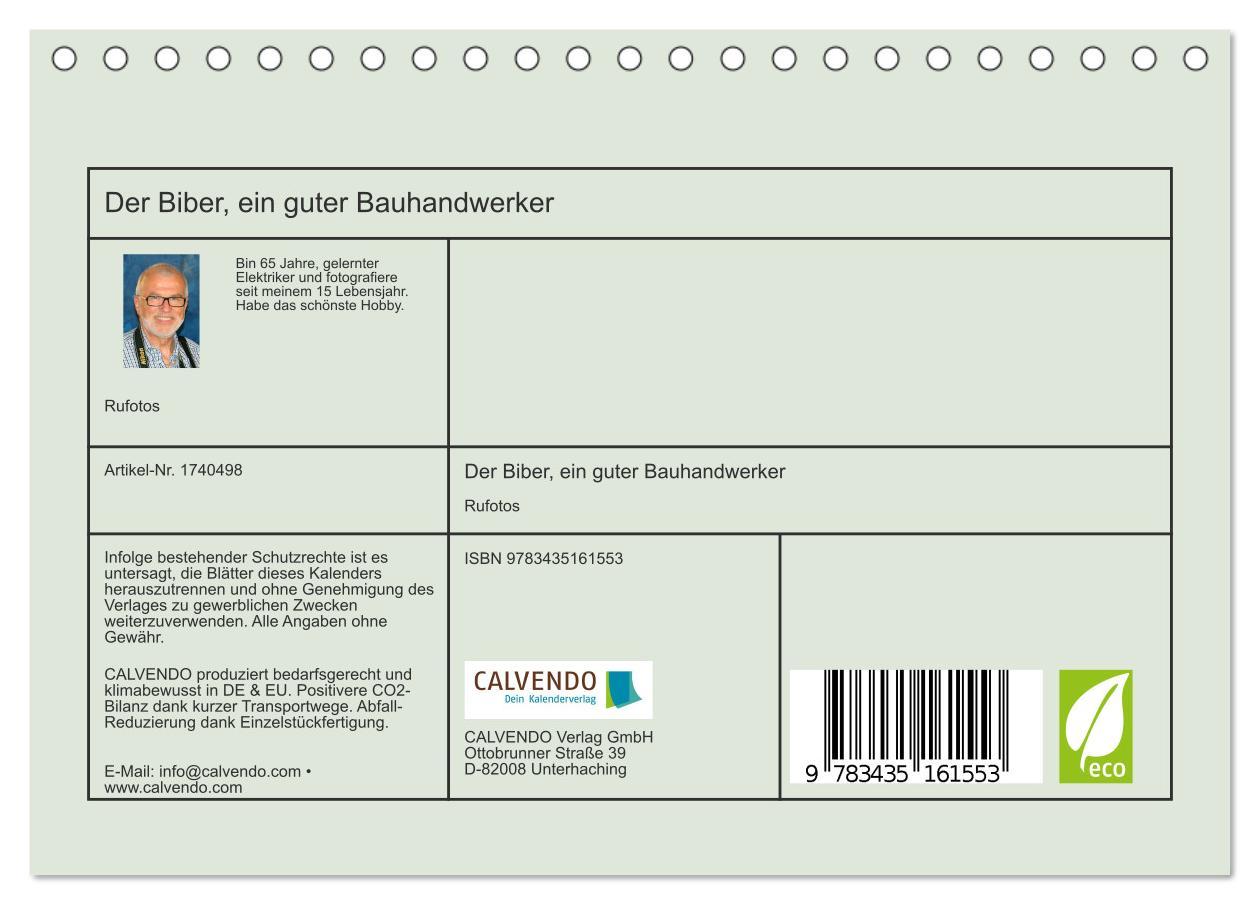 Bild: 9783435161553 | Der Biber, ein guter Bauhandwerker (Tischkalender 2025 DIN A5...