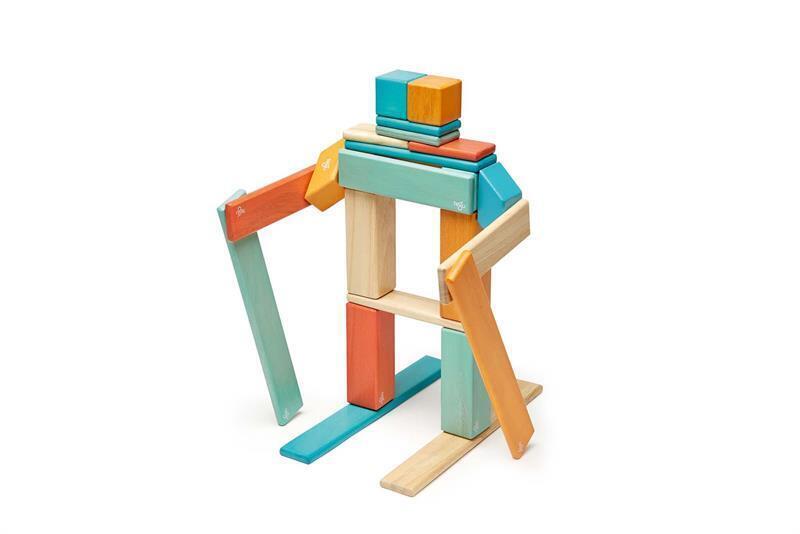 Bild: 853606003896 | 24 Magnetische Holzbausteine orange blau | Stück | 2021 | tegu