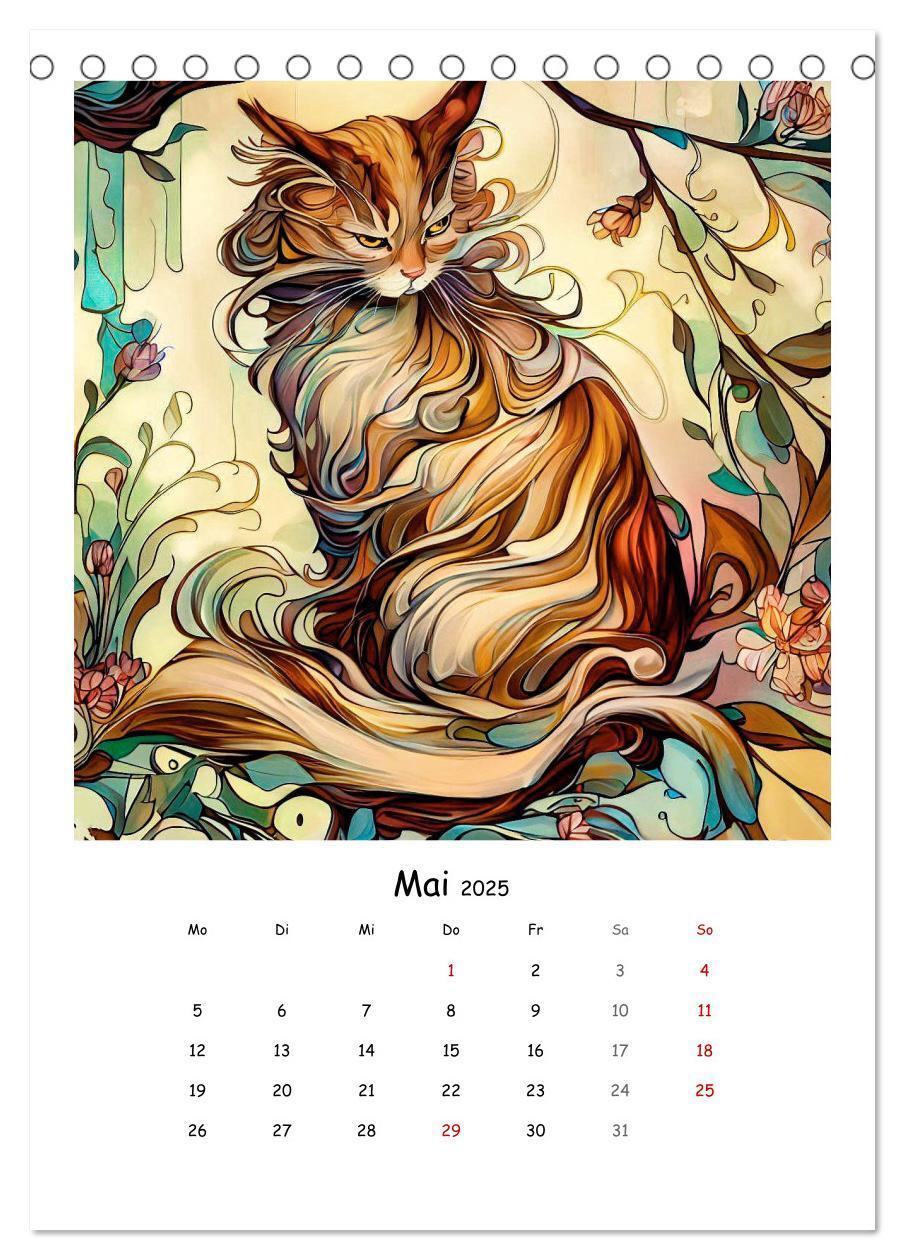 Bild: 9783435875122 | Jugendstil Katzen (Tischkalender 2025 DIN A5 hoch), CALVENDO...