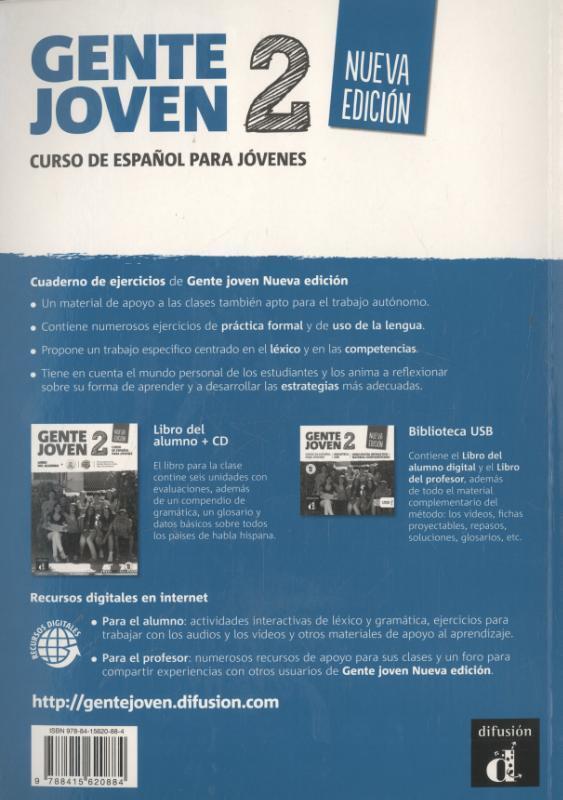 Rückseite: 9788415620884 | Gente joven 2 Nueva edicion - Cuaderno de ejercicios. A1-A2 | Bolano