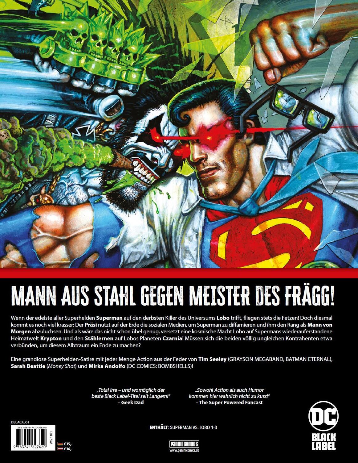 Rückseite: 9783741627620 | Superman vs. Lobo | Tim Seeley (u. a.) | Buch | 152 S. | Deutsch