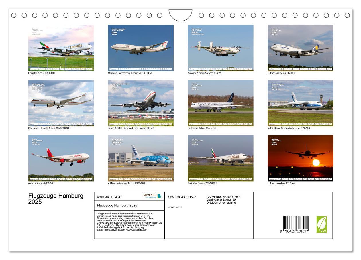 Bild: 9783435101597 | Flugzeuge Hamburg 2025 (Wandkalender 2025 DIN A4 quer), CALVENDO...