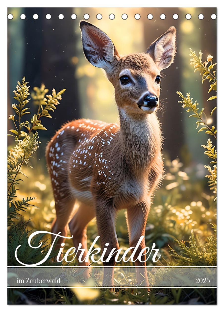 Cover: 9783457136874 | Tierkinder im Zauberwald (Tischkalender 2025 DIN A5 hoch), CALVENDO...