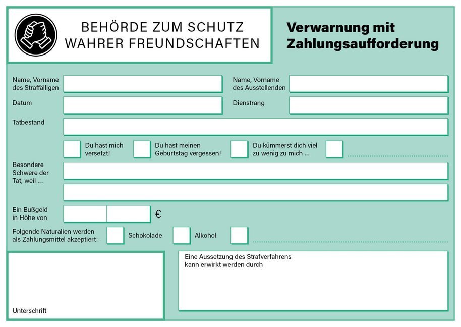 Cover: 9783742308924 | Denkzettel - das Knöllchen für deine Freunde | Stück | Geblockt | 2019