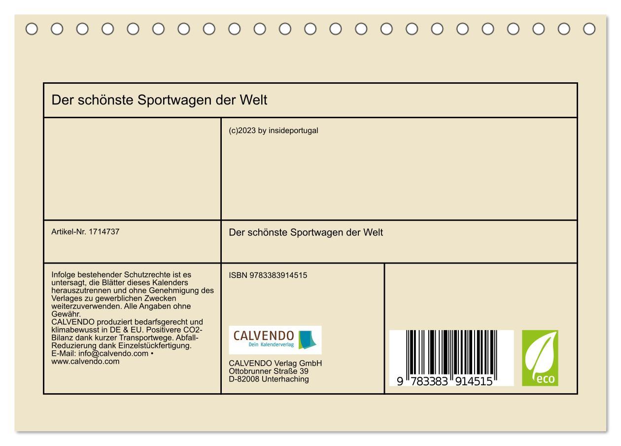 Bild: 9783383914515 | Der schönste Sportwagen der Welt (Tischkalender 2025 DIN A5 quer),...