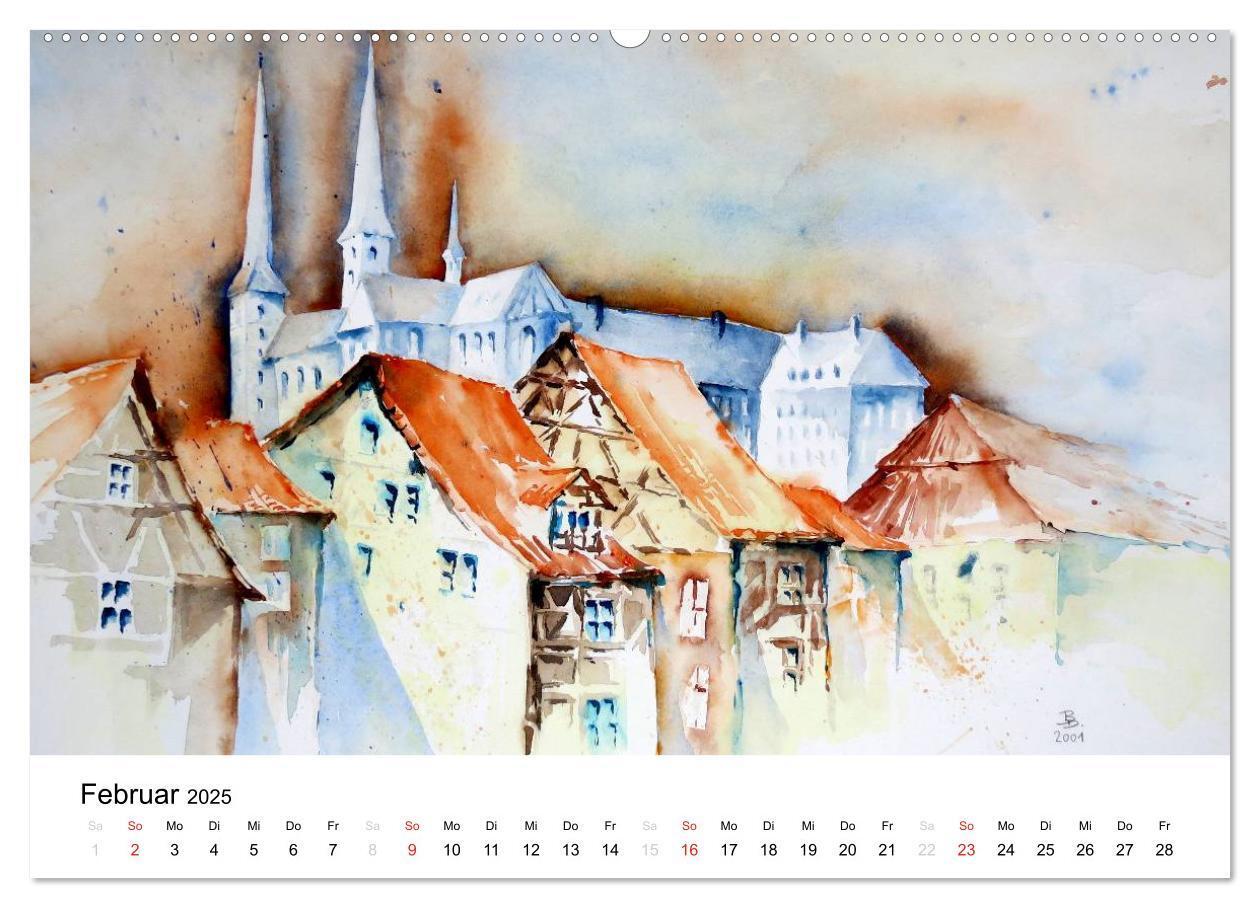 Bild: 9783435731206 | Aquarelle - quer durch Europa (Wandkalender 2025 DIN A2 quer),...