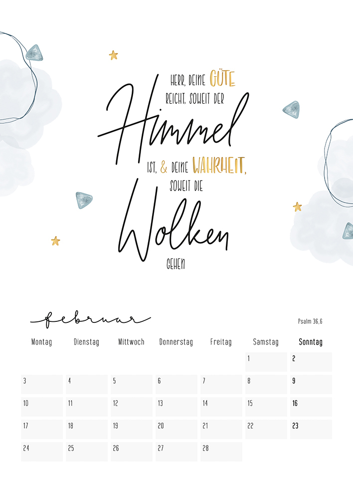 Bild: 4250222905157 | Himmelsglück 2025 | Bibel-Lettering Kalender | Annika Mengel | 13 S.