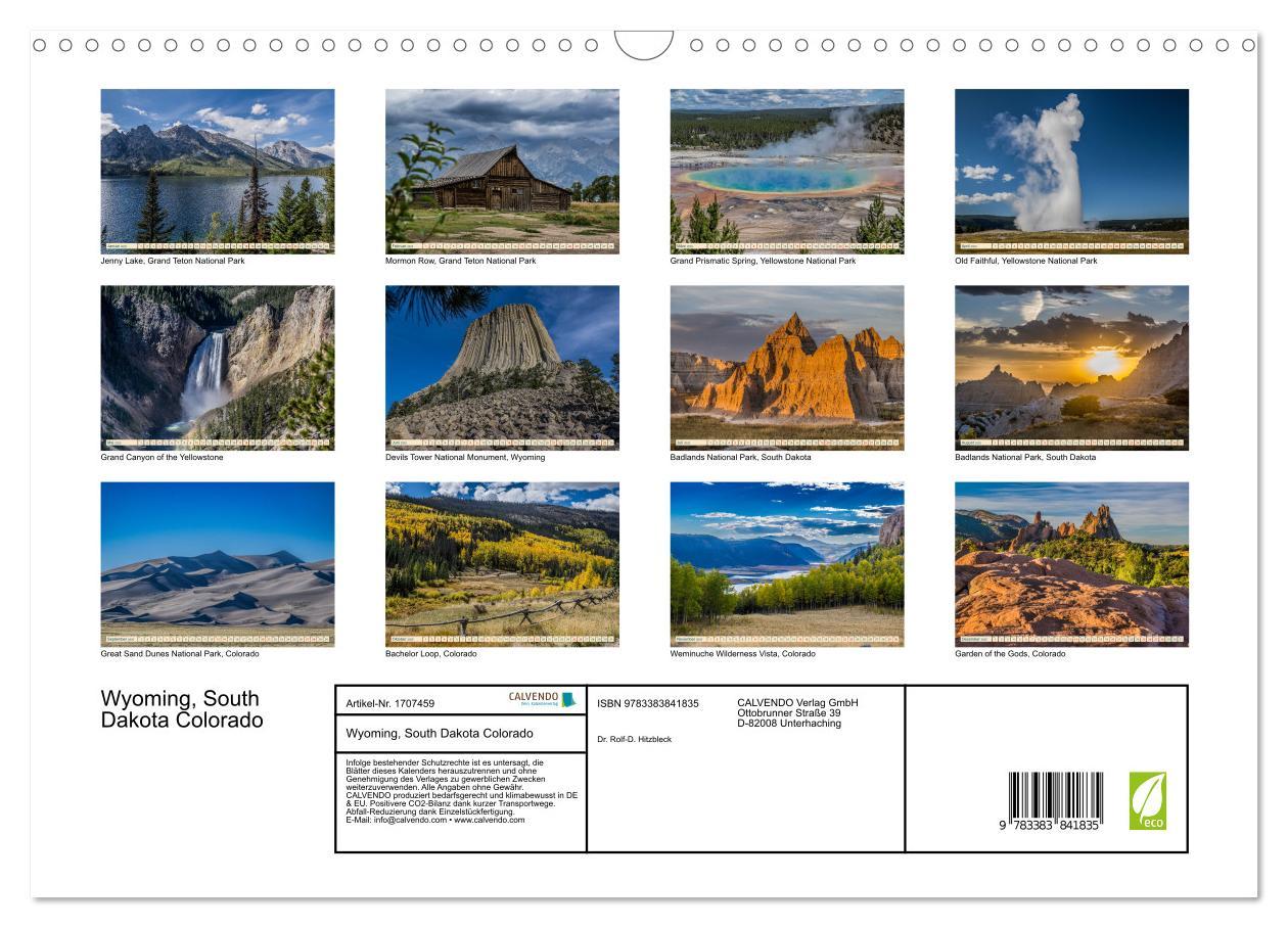 Bild: 9783383841835 | Wyoming, South Dakota Colorado (Wandkalender 2025 DIN A3 quer),...