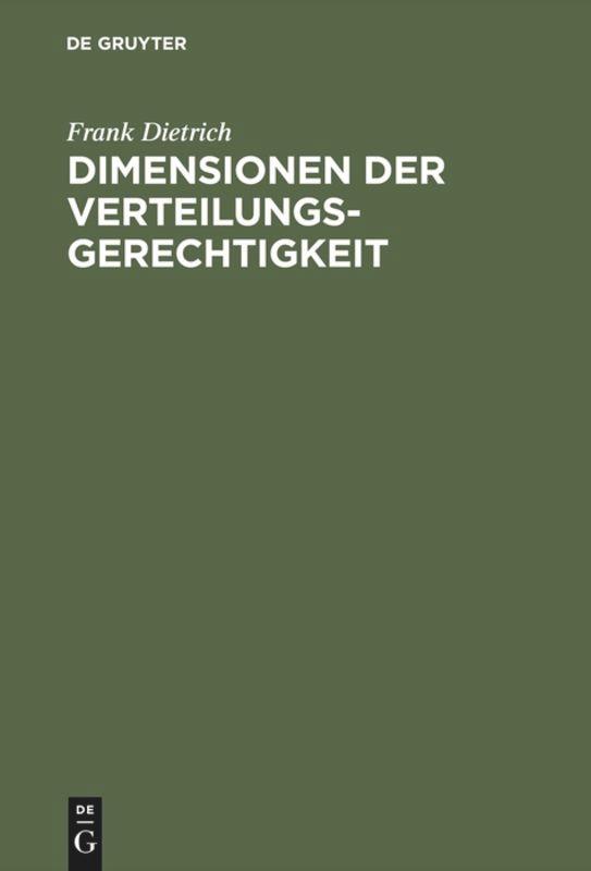 Cover: 9783828201804 | Dimensionen der Verteilungsgerechtigkeit | Frank Dietrich | Buch