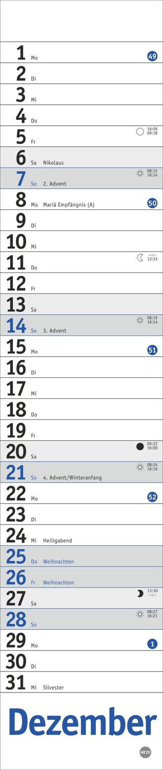 Bild: 9783756406357 | Langplaner mini, blau 2025 | Kalender | Bürokalender Heye | 13 S.